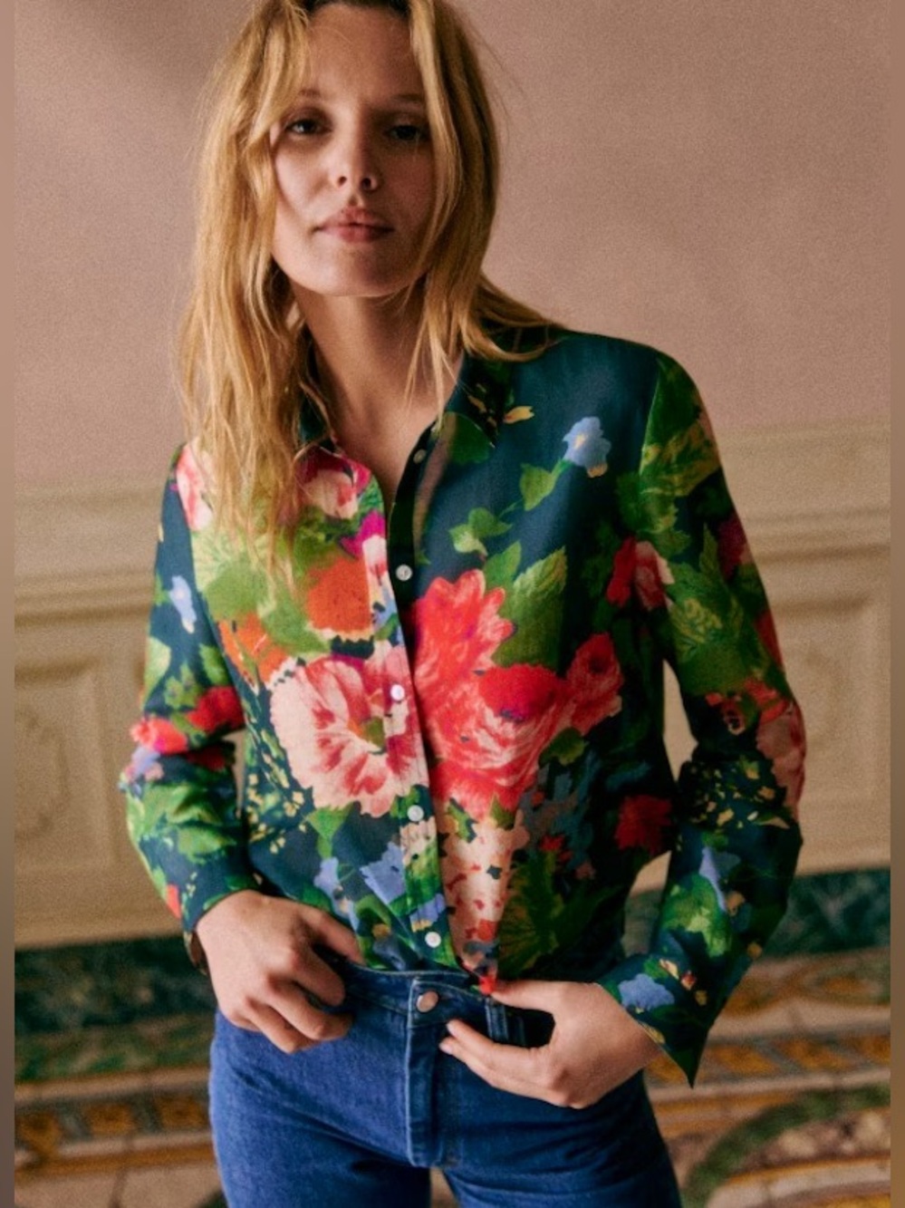 Sezane Floral Pierro Shirt 36